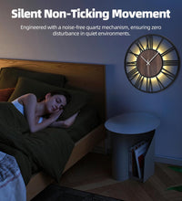 24 Inch Large Metal Wall Clock with Voice and Light Sensor Night Light, Glow in the Dark Non-Ticking Silent Battery Operated Decorative Oversized Wall Clock for Bedroom Living Room Decor