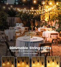Outdoor String Lights - Connectable Dimmable LED Patio String Lights with G40 Globe Plastic Bulbs, All Weatherproof Hanging Lights for outside Backyard Porch (50 Ft - 25 LED Bulbs)