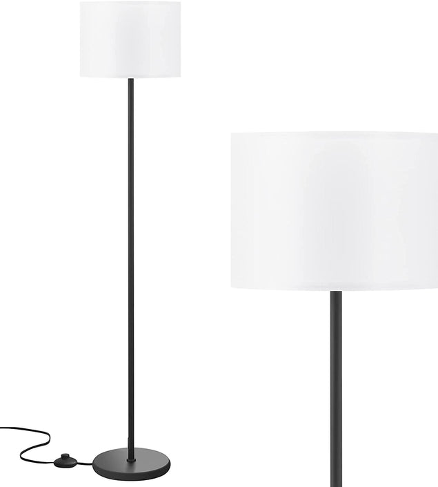 Modern Floor Lamp Simple Design with White Shade, Foot Pedal Switch, 60