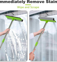 Professional Window Squeegee,2 in 1 Window Cleaner with Long Stainless Steel Handle,Sponge Car Window Squeegee for Gas Station, Glass,Shower (4 Pole)