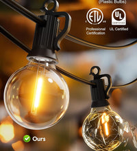 Outdoor String Lights - Connectable Dimmable LED Patio String Lights with G40 Globe Plastic Bulbs, All Weatherproof Hanging Lights for outside Backyard Porch (50 Ft - 25 LED Bulbs)
