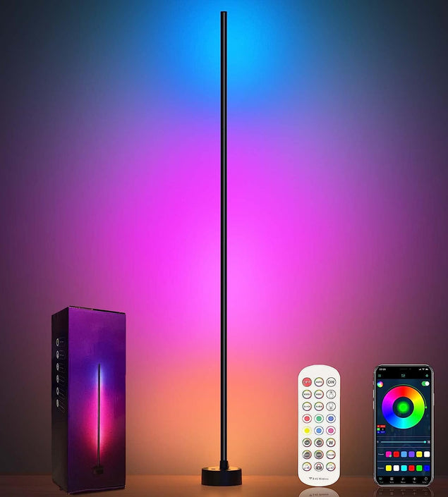 Corner Floor Lamp - Smart RGB LED Corner Lamp with App and Remote Control, 16 Million Colors & 68+ Scene, Music Sync, Timer Setting - Ideal for Living Rooms, Bedrooms, and Gaming Rooms