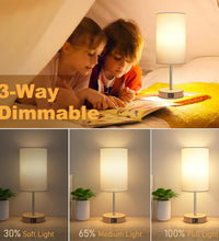 Table Lamp for Bedroom, 3 Way Dimmable Touch Lamp with Dual Charging Station, Small Bedside Lamps for Night Stands, Living Room, Office(Led Bulb Included)