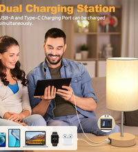 Table Lamp for Bedroom, 3 Way Dimmable Touch Lamp with Dual Charging Station, Small Bedside Lamps for Night Stands, Living Room, Office(Led Bulb Included)