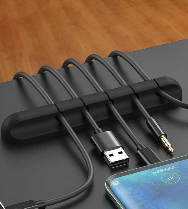Cable Organizer Clips - 5-Slot Desktop Cord Manager, 4.5