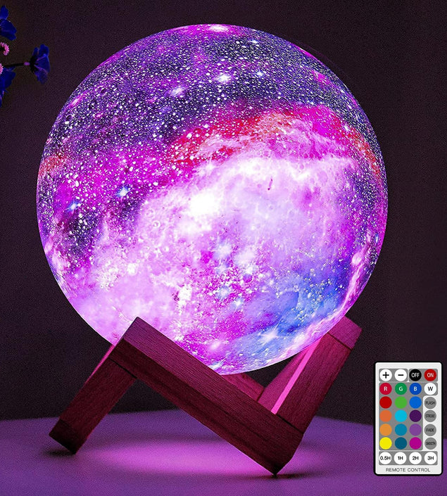 Moon Lamp Galaxy Lamp 5.9 Inch 16 Colors LED 3D Moon Light, Remote & Touch Control Moon Night Light Gifts for Girls Boys Kids Women Birthday
