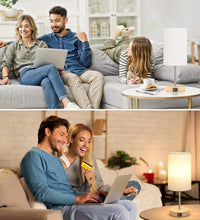 Table Lamp for Bedroom, 3 Way Dimmable Touch Lamp with Dual Charging Station, Small Bedside Lamps for Night Stands, Living Room, Office(Led Bulb Included)
