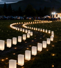 10 Pack Christmas Luminaria Pathway Lights - Enchanting Glowing Paper Bag Walkway Lights with 20 Stakes, Connectable Plug-In Outdoor Yard Decorations for a Magical Winter Wonderland Holiday Display