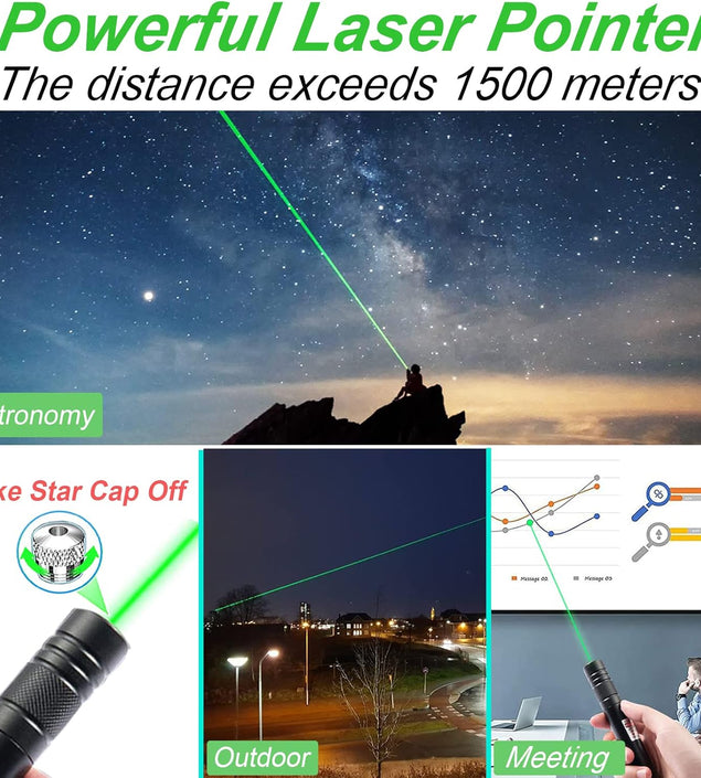Green Laser Pointer High Power, Green Long Range High Power Laser Pointer Rechargeable High Power Strong Laser Beam Pointer Pen Green Laser Light Pointer, Green Laser Pointer for Presentations Outdoor