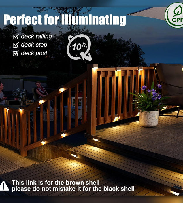 Solar Deck Lights Outdoor 16 Pack, Solar Step Lights Waterproof Led Solar Lights for Outdoor Stairs, Step , Fence, Yard, Patio, and Pathway(Warm White)