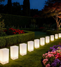 10 Pack Christmas Luminaria Pathway Lights - Enchanting Glowing Paper Bag Walkway Lights with 20 Stakes, Connectable Plug-In Outdoor Yard Decorations for a Magical Winter Wonderland Holiday Display