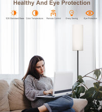 LED Floor Lamp for Living Room, Dimmable Standing Lamps with Foot Switch,Remote Custom Color Temperature Black Pole Lamp with Lampshade,12W Led Bulb Tall Lamps for Bedroom Office Kid Room