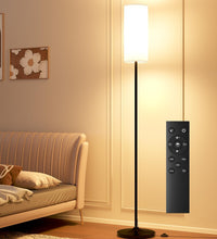 LED Floor Lamp for Living Room, Dimmable Standing Lamps with Foot Switch,Remote Custom Color Temperature Black Pole Lamp with Lampshade,12W Led Bulb Tall Lamps for Bedroom Office Kid Room
