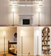 LED Floor Lamp for Living Room, Dimmable Standing Lamps with Foot Switch,Remote Custom Color Temperature Black Pole Lamp with Lampshade,12W Led Bulb Tall Lamps for Bedroom Office Kid Room
