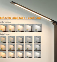 LED Desk Lamp with USB Ports,Touch Desk Lamps for Home Office with 5 Color Modes,3 Brightness Desk Light with Small Night Light,Reading Lamp Table Lamp for Bedroom Bedside Study Black （With Adapter）