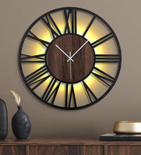 24 Inch Large Metal Wall Clock with Voice and Light Sensor Night Light, Glow in the Dark Non-Ticking Silent Battery Operated Decorative Oversized Wall Clock for Bedroom Living Room Decor