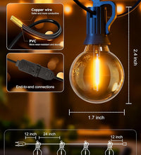 Outdoor String Lights - Connectable Dimmable LED Patio String Lights with G40 Globe Plastic Bulbs, All Weatherproof Hanging Lights for outside Backyard Porch (50 Ft - 25 LED Bulbs)