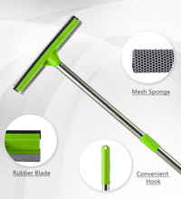Professional Window Squeegee,2 in 1 Window Cleaner with Long Stainless Steel Handle,Sponge Car Window Squeegee for Gas Station, Glass,Shower (4 Pole)