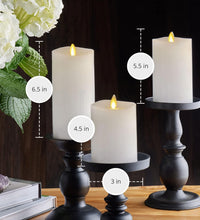 Realistic Flameless LED Candle White Set of 3, Battery Operated with Remote Control, Moving Flame Pillar Timer Funtion Melted Top Safe