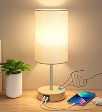 Table Lamp for Bedroom, 3 Way Dimmable Touch Lamp with Dual Charging Station, Small Bedside Lamps for Night Stands, Living Room, Office(Led Bulb Included)