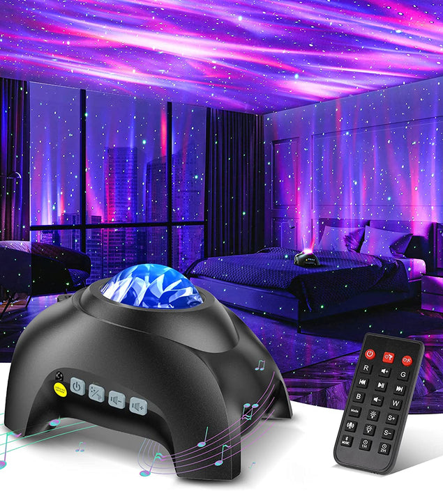 Northern Galaxy Light Aurora Projector with 33 Light Effects, Night Lights LED Star Projector for Bedroom Nebula Lamp, Remote Control, White Noises, Bluetooth Speaker for Parties
