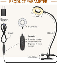 Desk Lamp, [3 Color Modes & 10 Brightness] LED Reading Light with Clamp, Flexible Gooseneck Book Light for Kids Reading Book in Bed at Night Clip on Table, Headboard, Dorm - 15.8‘’ Black