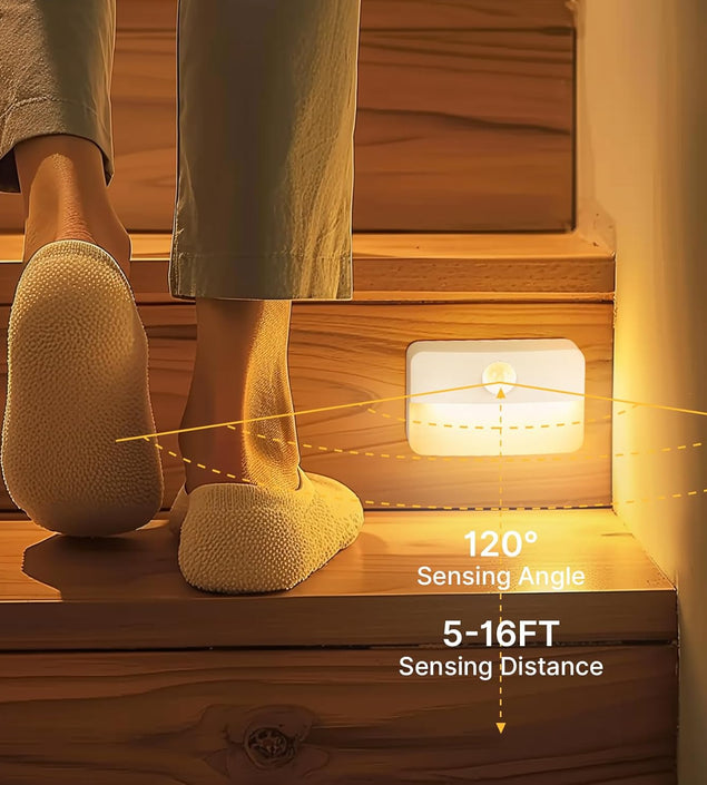 8 Pack Motion Sensor Stair Light for Indoor, Battery Operated Closet Lights, Wireless Stick on Anywhere Hallway Lamp, Portable Led Night Lamps for Bedroom under Cabinet Kitchen