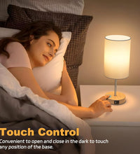 Table Lamp for Bedroom, 3 Way Dimmable Touch Lamp with Dual Charging Station, Small Bedside Lamps for Night Stands, Living Room, Office(Led Bulb Included)