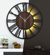 24 Inch Large Metal Wall Clock with Voice and Light Sensor Night Light, Glow in the Dark Non-Ticking Silent Battery Operated Decorative Oversized Wall Clock for Bedroom Living Room Decor